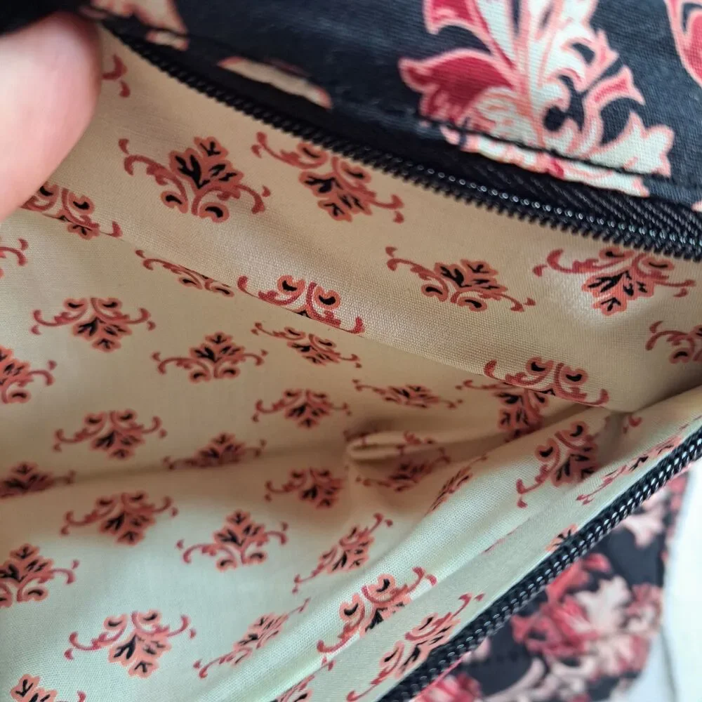 Lemon Hill Quilted Cotton Makeup Jewelry Travel Bag Tri-Fold Floral Packable